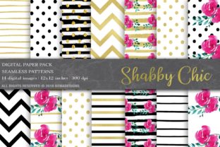 Black and Gold Floral Digital Paper