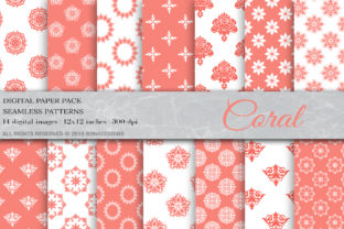 Coral Digital Paper, Damask Digital Paper