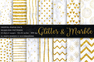 Gold Glitter Marble Digital Paper